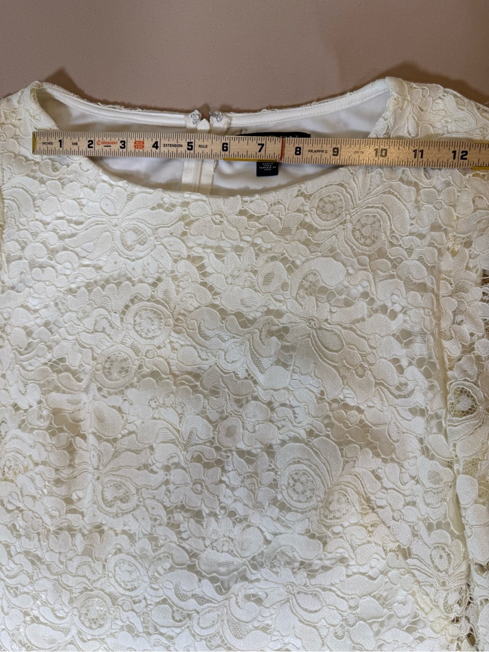 Lauren by Ralph Lauren Ivory Lace Midi Shift Dress, size 10. - Picture 6 of 13